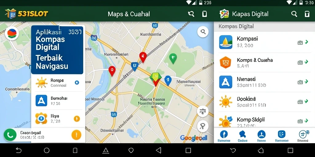 Antarmuka utama 531SLOT menampilkan kompas digital yang akurat.