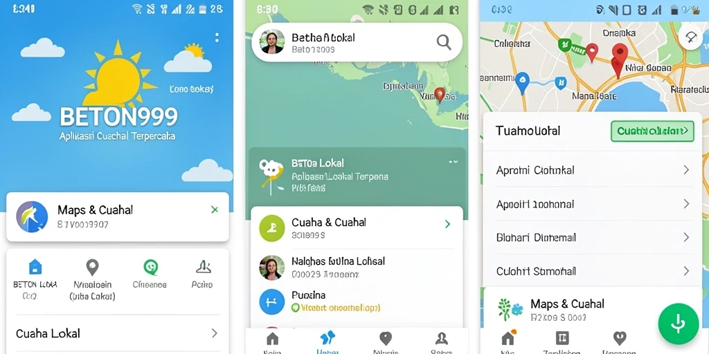 Tampilan antarmuka <strong>BETON999</strong> menunjukkan cuaca lokal dengan jelas dan informatif.
