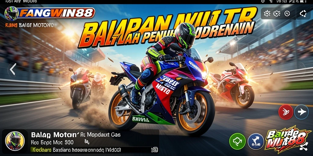 Tampilan antarmuka game balap motor FANGWIN88 yang menarik dan interaktif.