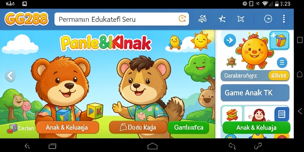 Antarmuka menarik dan edukatif dari GG288 untuk anak.