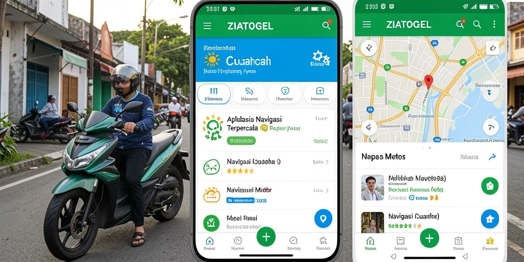 Tampilan antarmuka ZIATOGEL untuk Navigasi Motor yang intuitif.